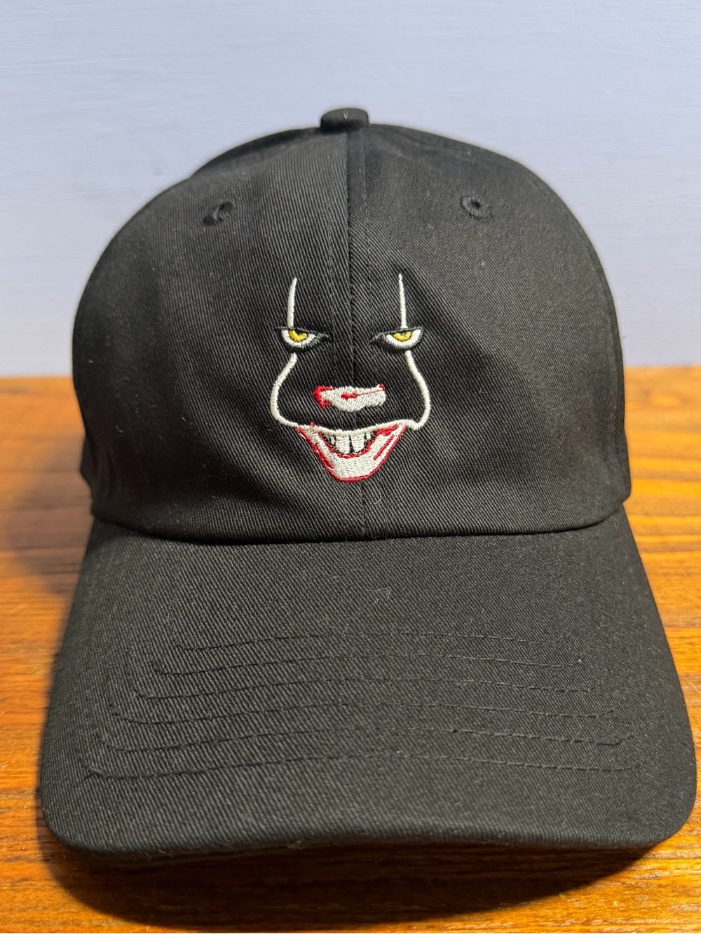 Kids Black Baseball Cap with Embroidered Clown Face